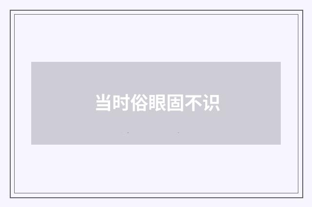当时俗眼固不识