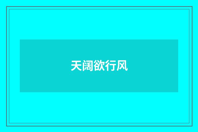 天阔欲行风