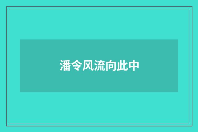 潘令风流向此中