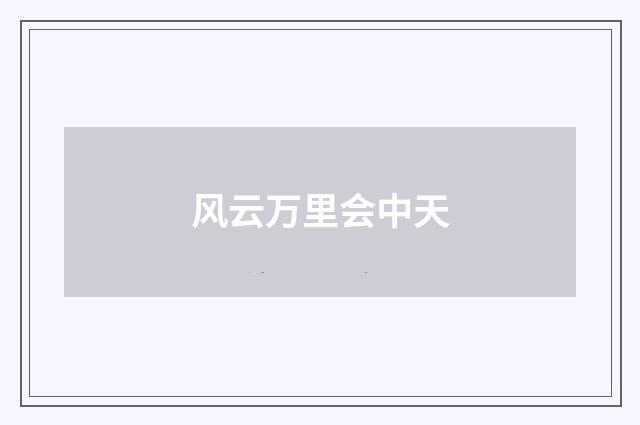 风云万里会中天