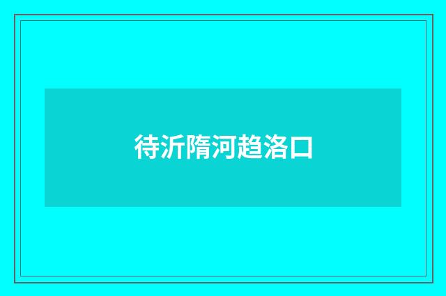 待沂隋河趋洛口