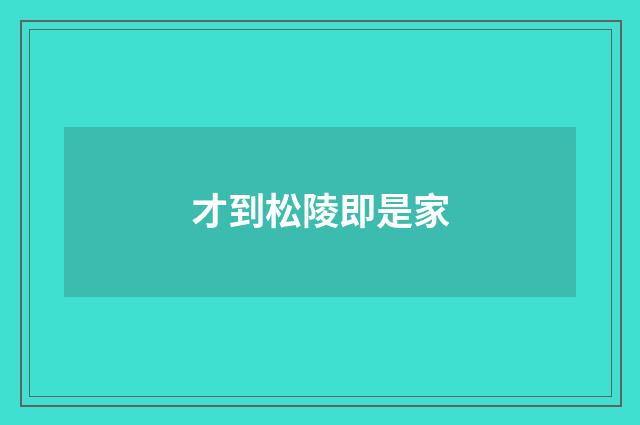 才到松陵即是家