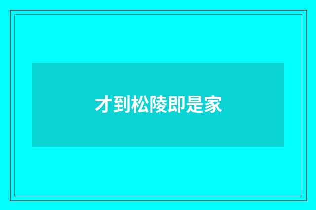 才到松陵即是家