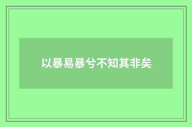 以暴易暴兮不知其非矣