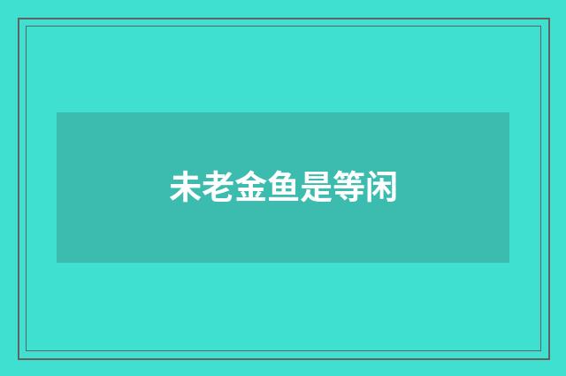 未老金鱼是等闲