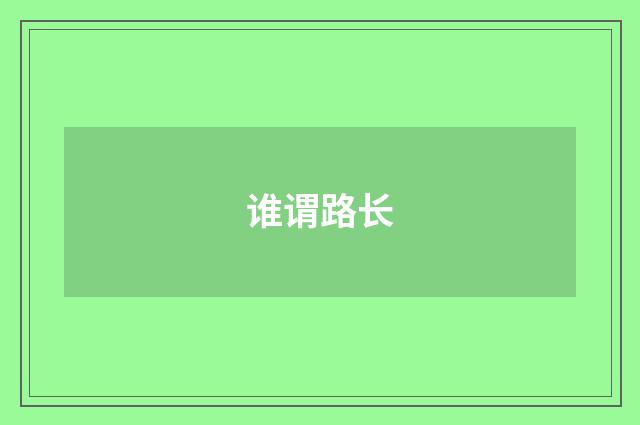 谁谓路长