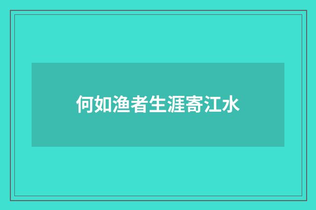 何如渔者生涯寄江水