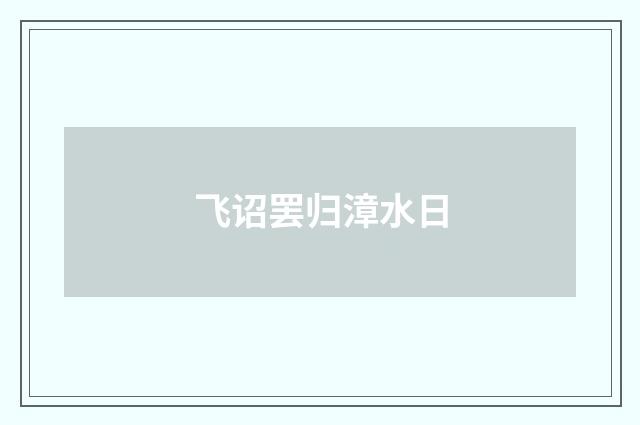 飞诏罢归漳水日