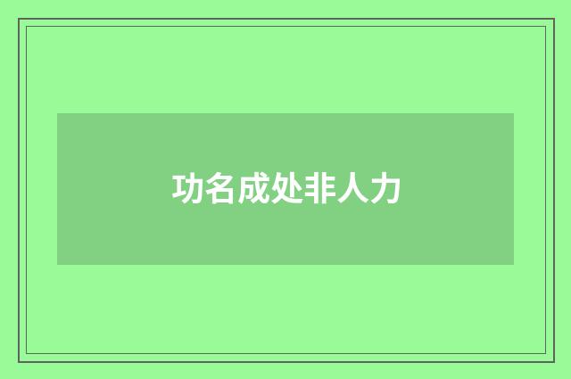 功名成处非人力