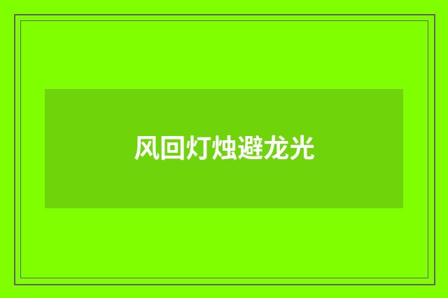 风回灯烛避龙光