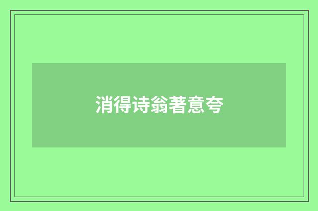 消得诗翁著意夸