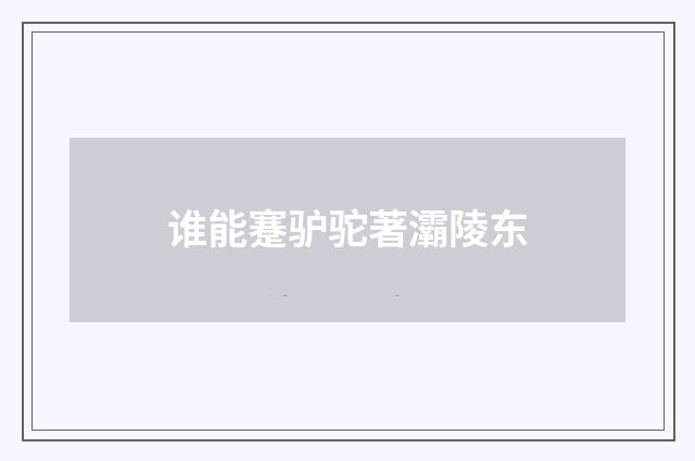 谁能蹇驴驼著灞陵东