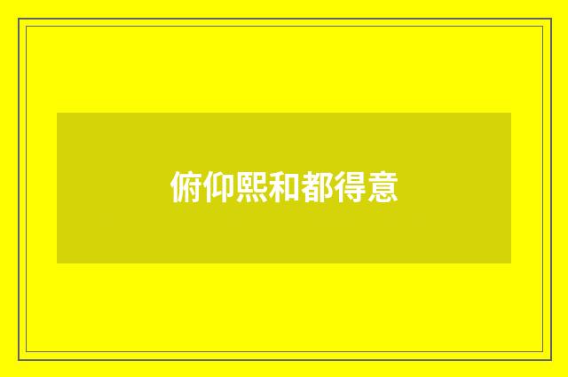 俯仰熙和都得意