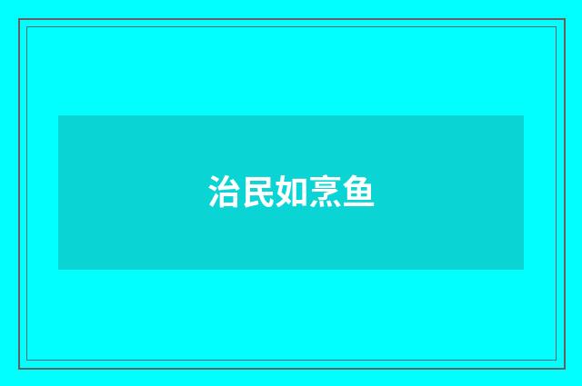 治民如烹鱼