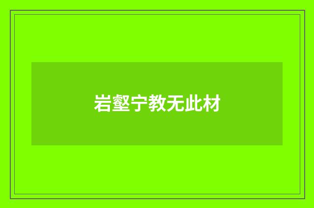 岩壑宁教无此材