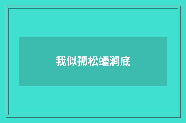我似孤松蟠涧底