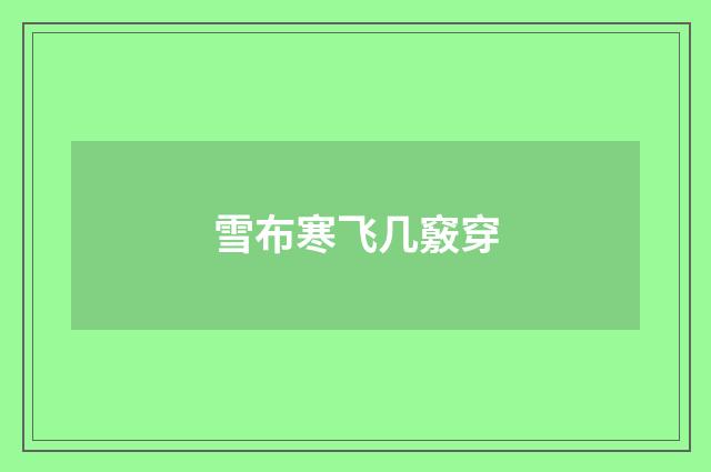雪布寒飞几竅穿