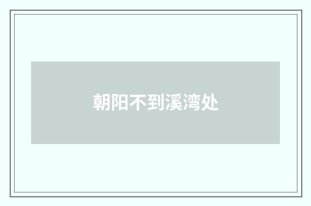 朝阳不到溪湾处