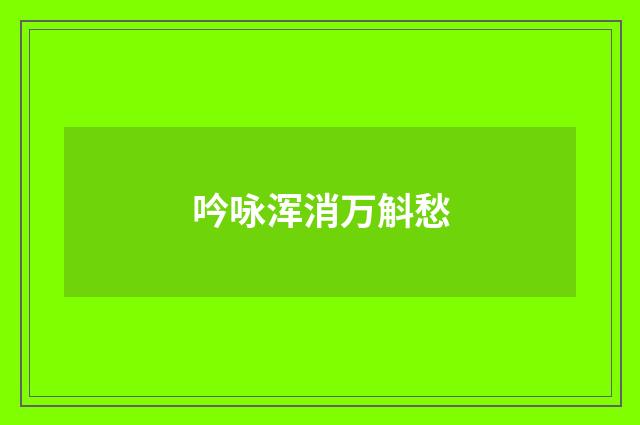吟咏浑消万斛愁