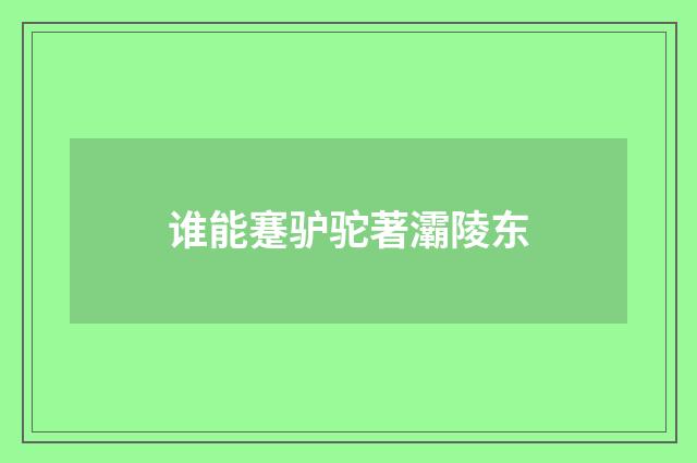 谁能蹇驴驼著灞陵东