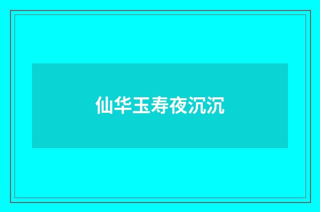 仙华玉寿夜沉沉