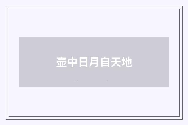 壶中日月自天地