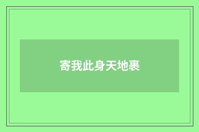 寄我此身天地裹