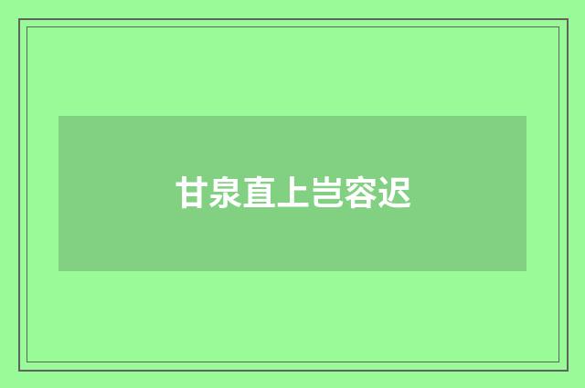 甘泉直上岂容迟