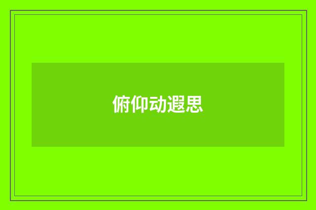 俯仰动遐思