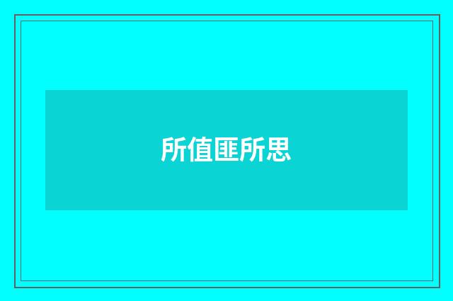 所值匪所思