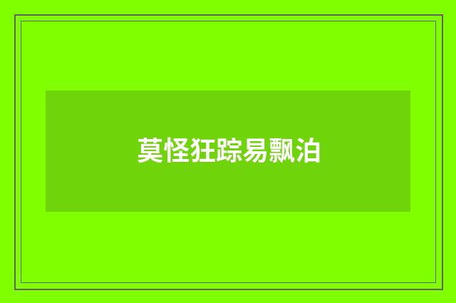 莫怪狂踪易飘泊