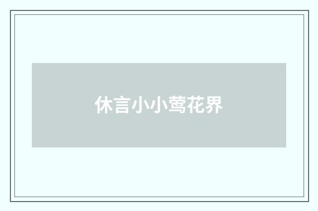 休言小小莺花界