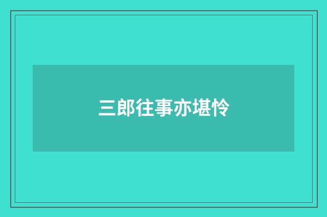 三郎往事亦堪怜