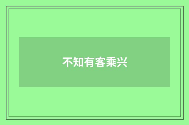 不知有客乘兴
