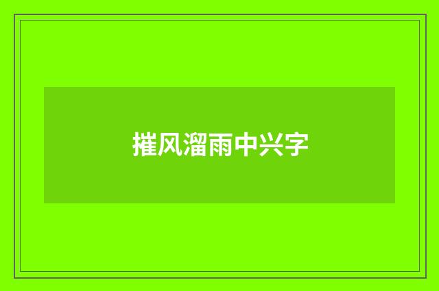 摧风溜雨中兴字