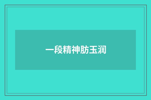 一段精神肪玉润