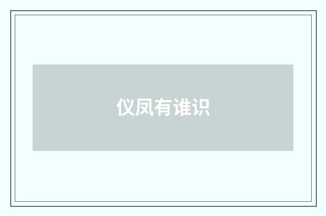 仪凤有谁识