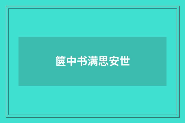 箧中书满思安世