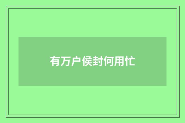 有万户侯封何用忙
