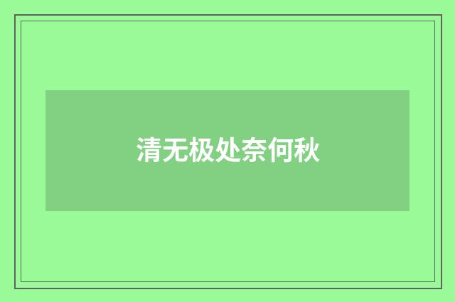 清无极处奈何秋