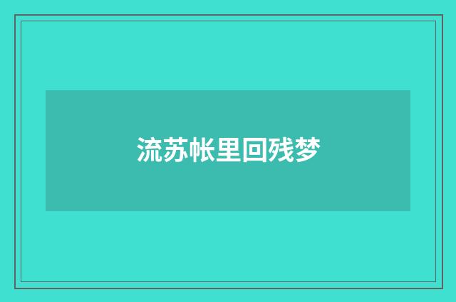 流苏帐里回残梦