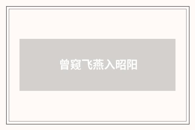 曾窥飞燕入昭阳