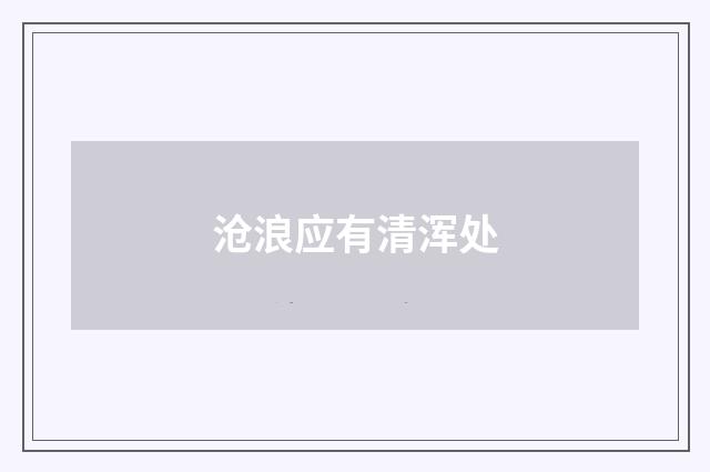 沧浪应有清浑处