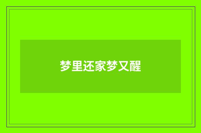 梦里还家梦又醒