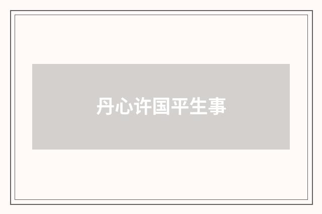 丹心许国平生事