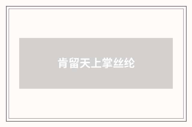 肯留天上掌丝纶