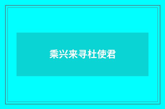 乘兴来寻杜使君
