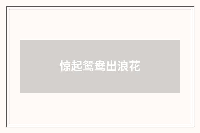 惊起鸳鸯出浪花