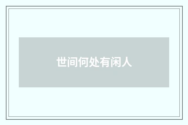 世间何处有闲人