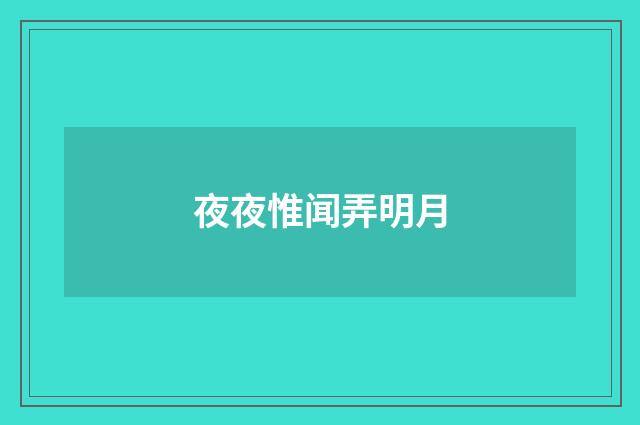 夜夜惟闻弄明月